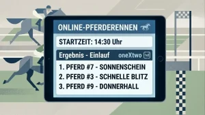 Rennübersicht von oneXtwo mit Startzeit und Zieleinlauf eines Pferderennens